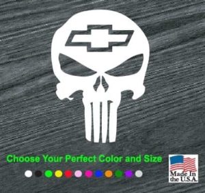 Chevy Chevrolet Skull Window Decal Sticker For Cars And Trucks Custom