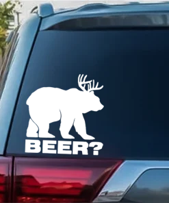Deer plus Bear equals Beer funny Hunting Window Decal Sticker