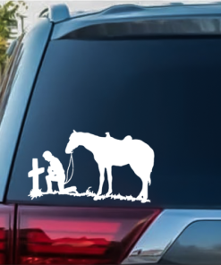 Cowboy Prayer window decal Sticker
