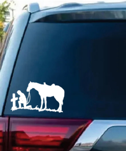 Cowboy Prayer window decal Sticker