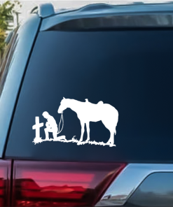 Cowboy Prayer window decal Sticker