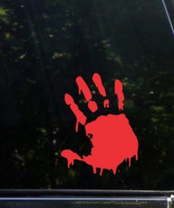 Bloody Hand Print Zombie Stickers - https://customstickershop.us/product-category/zombie-stickers/
