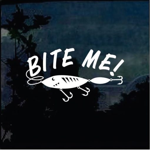 Bite Me Funny Fishing Lure Decal Sticker