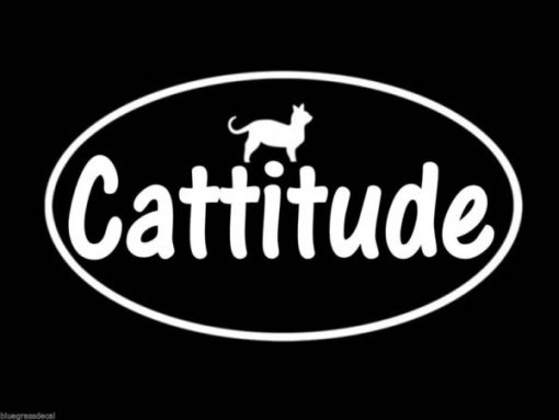 Cattitude Cat Window Decal Sticker - https://customstickershop.us/product-category/animal-stickers/