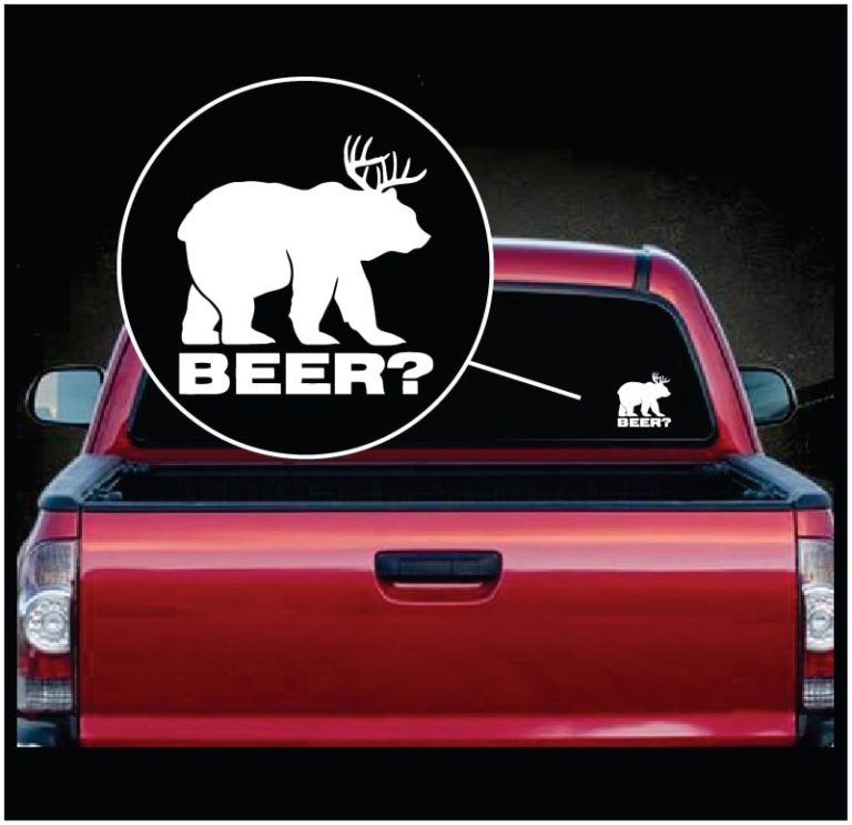 Deer Plus Bear Equals Beer Funny Hunting Window Decal Sticker, Custom Made  In the USA