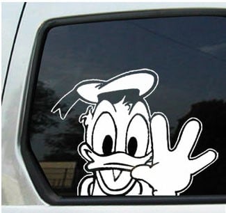 Donald Duck Waiving Decal Sticker - https://customstickershop.us/product-category/stickers-for-cars/