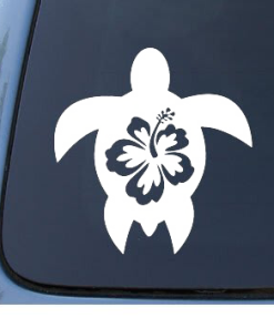 Hawaii Hibiscus Turtle Car Decal Sticker