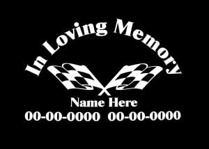 In Loving Memory Vinyl Decal Stickers Racing Flags