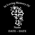 Cross Roses In Loving Memory Window Decal Sticker