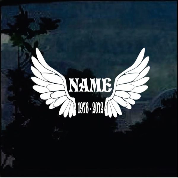 In loving memory decal sticker Angel wings a6