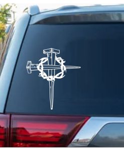 Jesus Nails And Crown Christian Window Decal Sticker