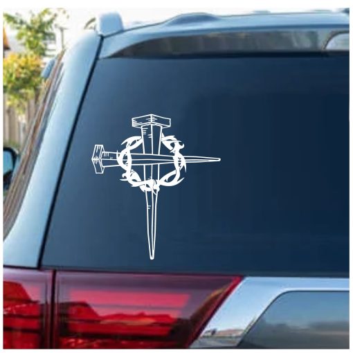 Jesus Nails And Crown Christian Window Decal Sticker