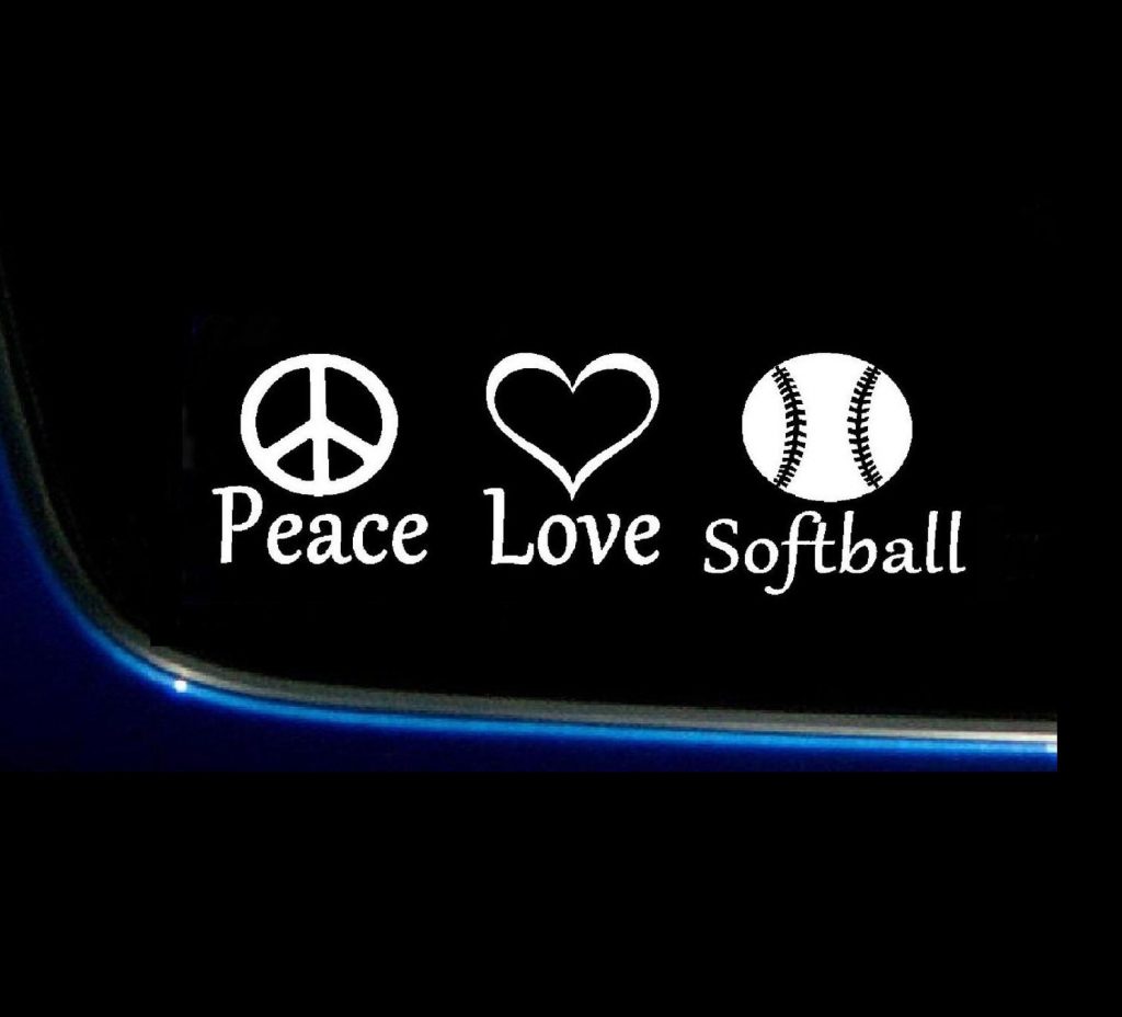 Peace Love Softball Decal Sticker - https://customstickershop.us/product-category/stickers-for-cars/