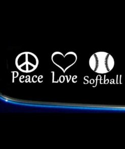 Peace Love Softball Decal Sticker - https://customstickershop.us/product-category/stickers-for-cars/