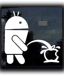 Android Peeing on Apple Funny Decals - https://customstickershop.us/product-category/funny-window-decals/