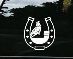 Barrel Racer Horse Shoe Sticker - https://customstickershop.us/product-category/western-decals/
