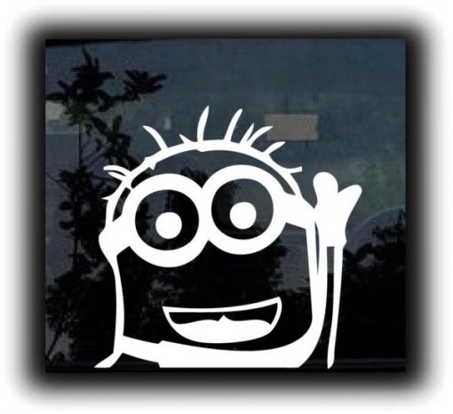 Despicable Monion Waiving Decal - https://customstickershop.us/product-category/stickers-for-cars/