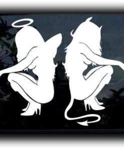 Good and Evil Angel Squatting Decal - https://customstickershop.us/product-category/stickers-for-cars/