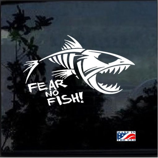 fear no fish skeleton window decal sticker