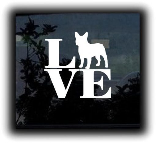 Bulldog Love Window Decal Sticker - https://customstickershop.us/product-category/animal-stickers/