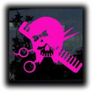 Hair Skull Beautician Decal Sticker - https://customstickershop.us/product-category/career-occupation-decals/