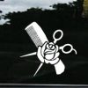 Hair Stylist Comb and Rose Decal - https://customstickershop.us/product-category/career-occupation-decals/