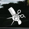 Hair Stylist Decals -Comb and Rose Car Sticker