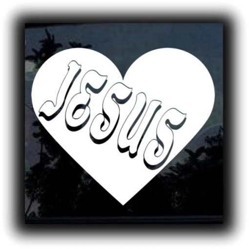 Jesus Heart Window Decal Sticker - https://customstickershop.us/product-category/religious-stickers/