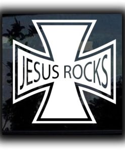 Jesus Rocks Window Decal Sticker - https://customstickershop.us/product-category/religious-stickers/