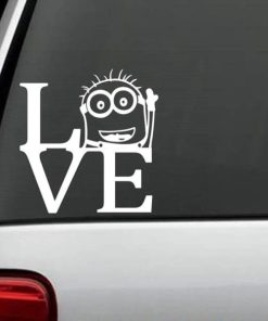 Despicable ME Love Minions Decal - https://customstickershop.us/product-category/stickers-for-cars/