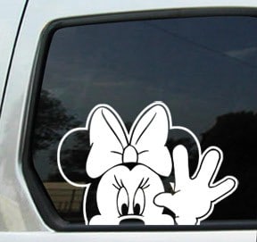 Minnie Mouse Waiving Decal Sticker - https://customstickershop.us/product-category/stickers-for-cars/