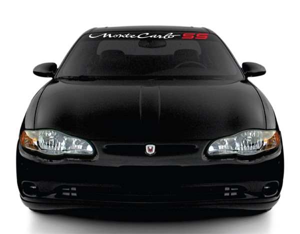 Decal Sticker 3.5 inch by 38 inch White Monte Carlo SS Windshield Banner Graphic Emblem 