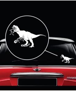 T-rex eating stick family Decal Sticker