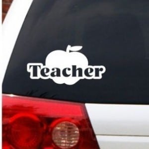 Teacher With Apple Decal Sticker - https://customstickershop.us/product-category/career-occupation-decals/