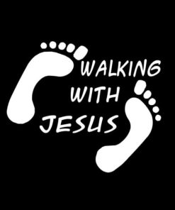 Walking With Jesus Decal Sticker - https://customstickershop.us/product-category/religious-stickers/