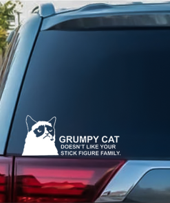 Grumpy Cat Doesn't like family window decal Sticker
