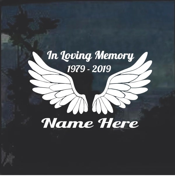 Angel Wings A2 In Loving Memory Window Decal Sticker