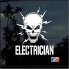 Electrician Lineman Skull Window Decal Sticker