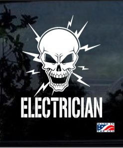 Electrician Lineman Skull Window Decal Sticker