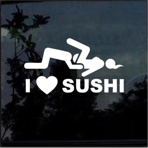 I love sushi stick man window decal sticker