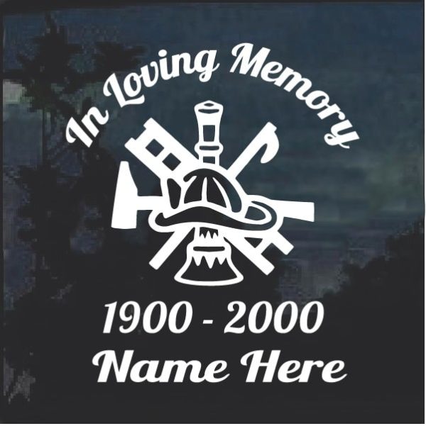 Fireman Crest In Loving Memory Window Decal Sticker