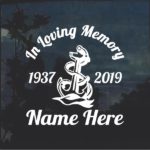 Navy Anchor In Loving Memory Window Decal Sticker
