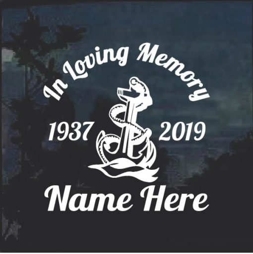 In loving memory Navy Anchor Window Decal Sticker