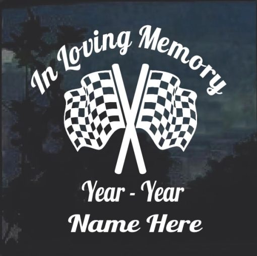 In loving memory checkered racing flag window decal sticker