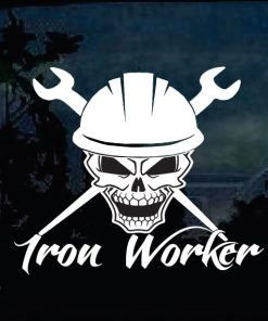 Iron Worker skull wrench window decal sticker