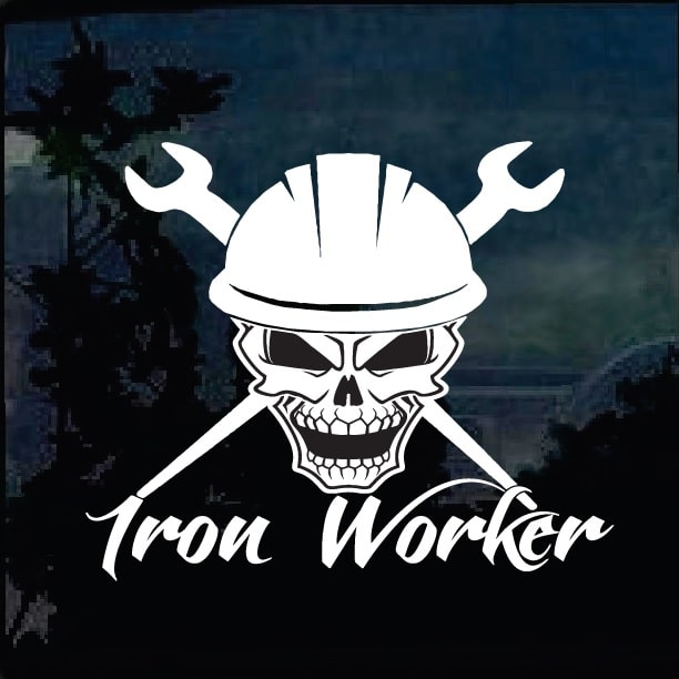 Iron Worker Skull Decal Sticker | MADE IN USA
