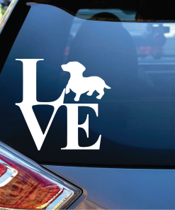 Love Dachshund a1 Window Decal Sticker