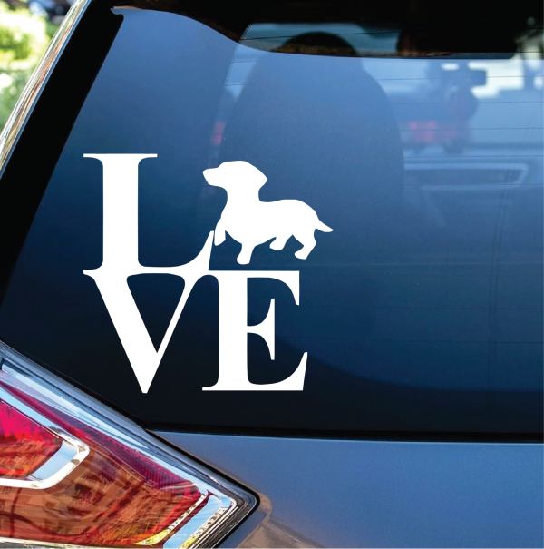 Love Dachshund a1 Window Decal Sticker