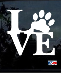 Love Paw Print Window Decal Sticker