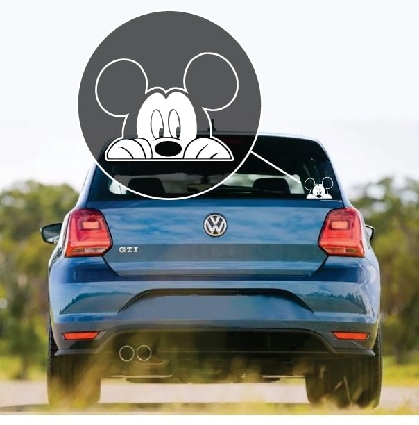 Mickey Mouse Peeking 5" WHITE Car Window Vinyl Sticker Decal Disney FREE SHIP 